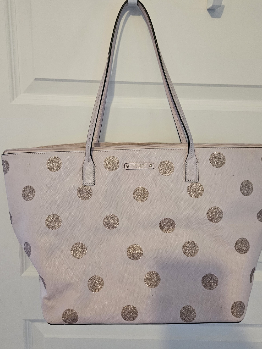 kate spade Light Pink Tote with Glitter Gold Polka Dots